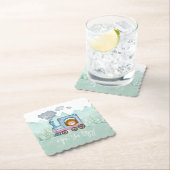 ボーイズかわいい列車の旅行の写真テーマ ペーパーコースター (インサイチュ)