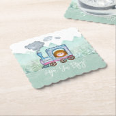 ボーイズかわいい列車の旅行の写真テーマ ペーパーコースター (アングル)