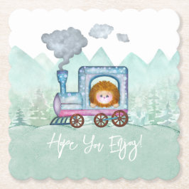 ボーイズかわいい列車の旅行の写真テーマ ペーパーコースター