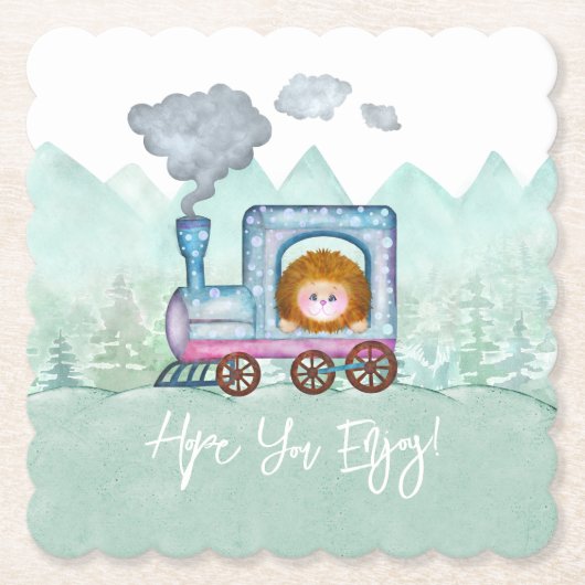 ボーイズかわいい列車の旅行の写真テーマ ペーパーコースター (正面)