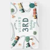 ボーイズかわいい列車子供の誕生日ウェルカムサイン 横断幕 (縦)