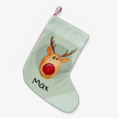ボーイズかわいい初めてのクリスマスルドルフトナカイ&名前 スモールクリスマスストッキング (正面 (吊り時))