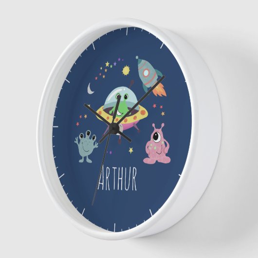 ボーイズかわいい宇宙エイリアン漫画キッズルーム&子供部屋 壁時計 (傾斜)