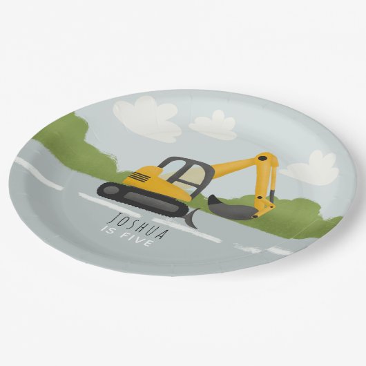 ボーイズかわいい建築ディガー子供の誕生日 ペーパープレート (アングル)
