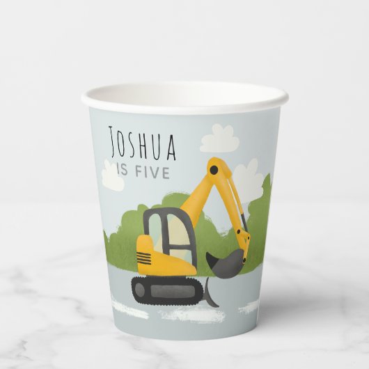 ボーイズかわいい建築ディガー子供の誕生日 紙コップ (裏面)