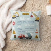 ボーイズかわいい建築ディガー男の赤ちゃん誕生統計 クッション (ブランケット)