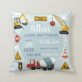 ボーイズかわいい建築ディガー男の赤ちゃん誕生統計 クッション