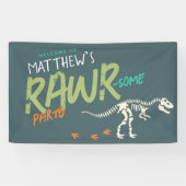 ボーイズかわいい恐竜ディグ子供の誕生日ウェルカムサイン 横断幕 (横)