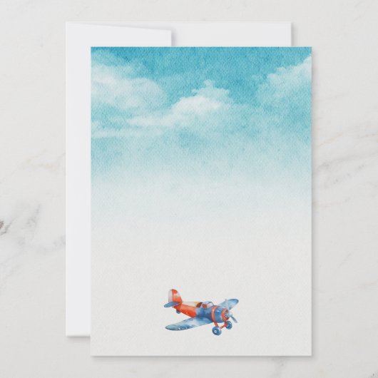 ボーイズかわいい旅行飛行機子供の誕生日カスタム 招待状 (裏面)