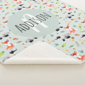 ボーイズかわいい森の動物パターンキツネ&ネームキッズ シェルパブランケット (3/4)