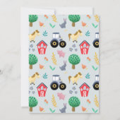 ボーイズかわいい素朴カントリーファームトラクター赤ちゃんシャワー 招待状 (裏面)