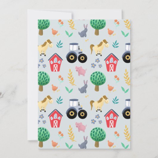 ボーイズかわいい素朴カントリーファームトラクター赤ちゃんシャワー 招待状 (裏面)