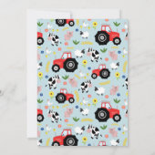 ボーイズかわいい素朴ファーム赤トラクターベビーシャワー 招待状 (裏面)