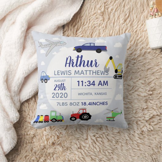 ボーイズかわいい車の飛行機名男の赤ちゃん誕生統計 クッション (ブランケット)