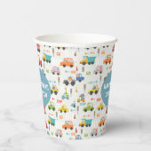 ボーイズかわいい輸送車のパターン子供の誕生日 紙コップ (右)