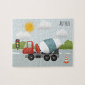 ボーイズかわいい道路建築漫画の子供 ジグソーパズル (横)