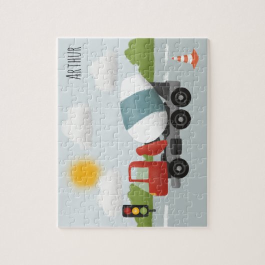 ボーイズかわいい道路建築漫画の子供 ジグソーパズル (縦)