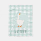 ボーイズかわいい青いギンガムグースファームキッズ フリースブランケット (正面)