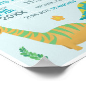 ボーイズかわいい青い恐竜誕生統計ベビー子供部屋 ポスター (角)