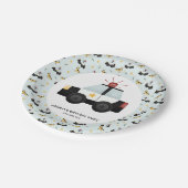 ボーイズかわいい青い警察の車の幼児ハッピーバースデー ペーパープレート (アングル)