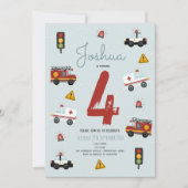 ボーイズかわいい青い警察緊急旅行誕生日 招待状 (正面)