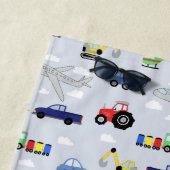 ボーイズかわいい青い輸送パターン車の名前キッズ ビーチタオル (インサイチュ)