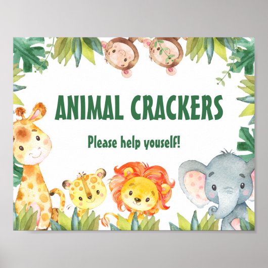 ボーイズの葉ワイルドワンサファリアニマルズ誕生日標識 ポスター (正面)