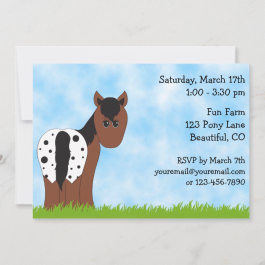 ボーイズの馬と農場の誕生日招待状 招待状 (裏面)