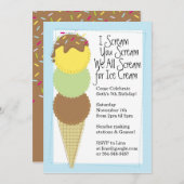 ボーイズアイスクリームパーティの招待状 招待状 (正面/裏面)