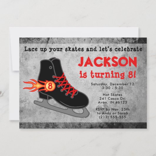 ボーイズアイススケートエクストリーム誕生日 招待状 (正面)