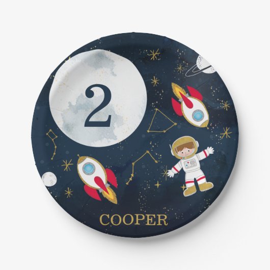 ボーイズアウタースペースバースデーパーティー紙プレート ペーパープレート (正面)