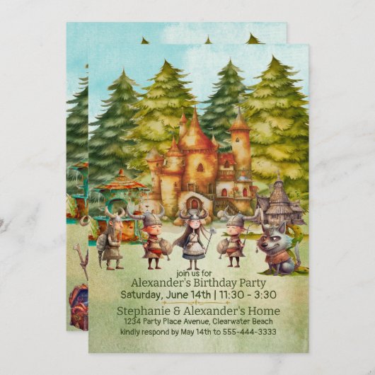 ボーイズアトランティス失ったザエンパイア誕生日招待状 招待状 (正面/裏面)