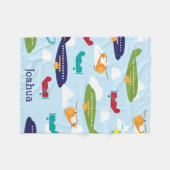 ボーイズアビエパーソナライズされたーター機 フリースブランケット (正面(横))