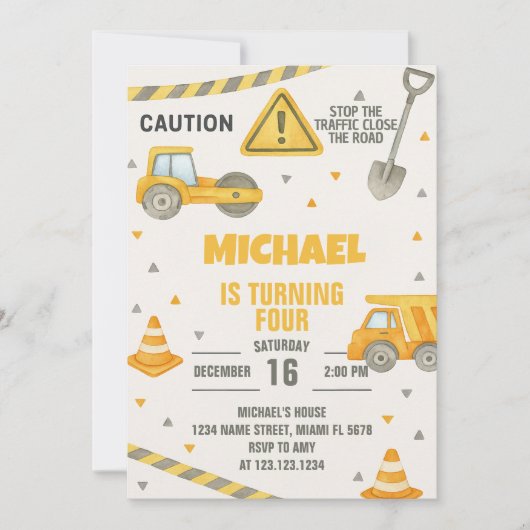 ボーイズアンダー建築誕生日招待状 招待状 (正面)