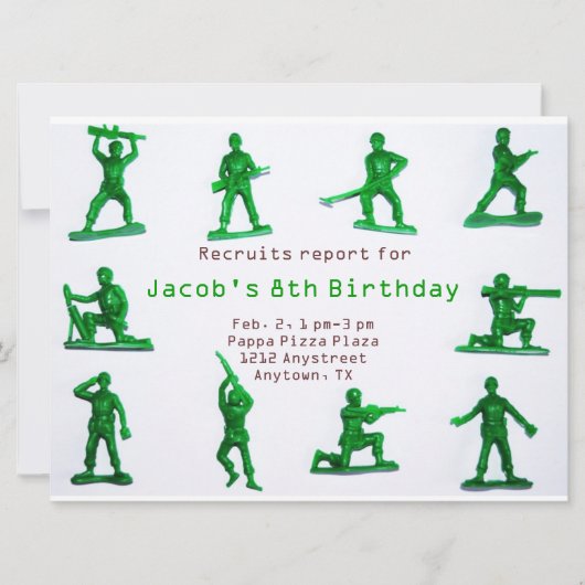 ボーイズアーミーテーマ誕生日招待状 招待状 (正面)