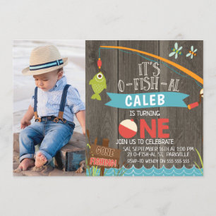 ボーイズイッツO-fish-alフォトファースト誕生日招待状 招待状