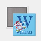 ボーイズイニシャル雪だるま冷蔵庫用マグネット マグネット (正面/裏面)