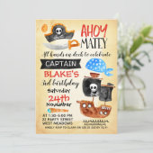 ボーイズウォーターカラーアホイパイレーツ誕生日招待状 招待状 (スタンド正面)