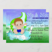 ボーイズウォータースライドパーティの招待状 招待状 (正面/裏面)