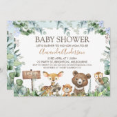 ボーイズウッドランドアニマルズベビーシャワー招待状 招待状 (正面/裏面)