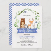 ボーイズウッドランド動物ベビーシャワー招待状 招待状 (正面/裏面)