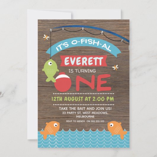 ボーイズウッドO-Fish-al 1st Birthday招待状 招待状 (正面)