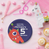 ボーイズエイリアン5歳の誕生日カスタマイズプレート ペーパープレート (パーティー)