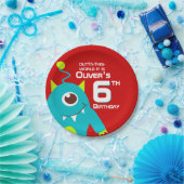 ボーイズエイリアン6歳の誕生日カスタマイズプレート ペーパープレート (パーティー)