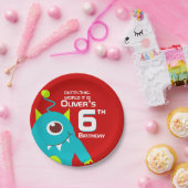 ボーイズエイリアン6歳の誕生日カスタマイズプレート ペーパープレート (パーティー)