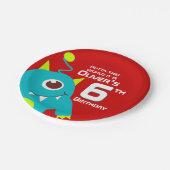 ボーイズエイリアン6歳の誕生日カスタマイズプレート ペーパープレート (アングル)