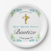 ボーイズエレガントブルーフローラバウティゾ ペーパープレート (正面)