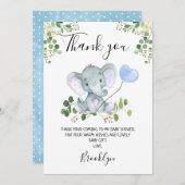 ボーイズエレファントベビーシャワーサンキューカード 招待状 (正面/裏面)