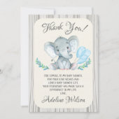 ボーイズエレファントベビーシャワーサンキューカード 招待状 (正面)