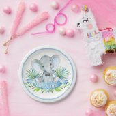 ボーイズエレファントベビーシャワー紙プレート ペーパープレート (パーティー)